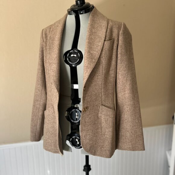 S.B.II by Bitterman 100% Pure Wool Beige Blazer | Vintage 70s Shawl Lapel 13/14 - Picture 6 of 9